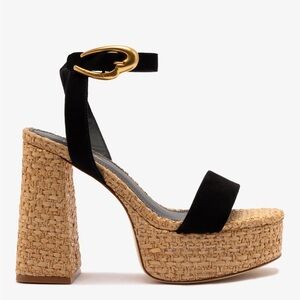 Larroude Black and Tan Platform Heels